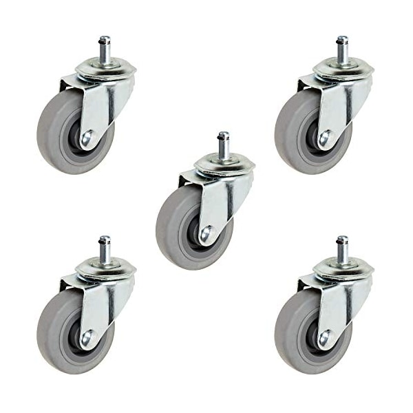 Casterhq 2" Gray Rubber Chair Caster-80 LBS Capacity PER Caster, PK4 2ICCSO5N - main